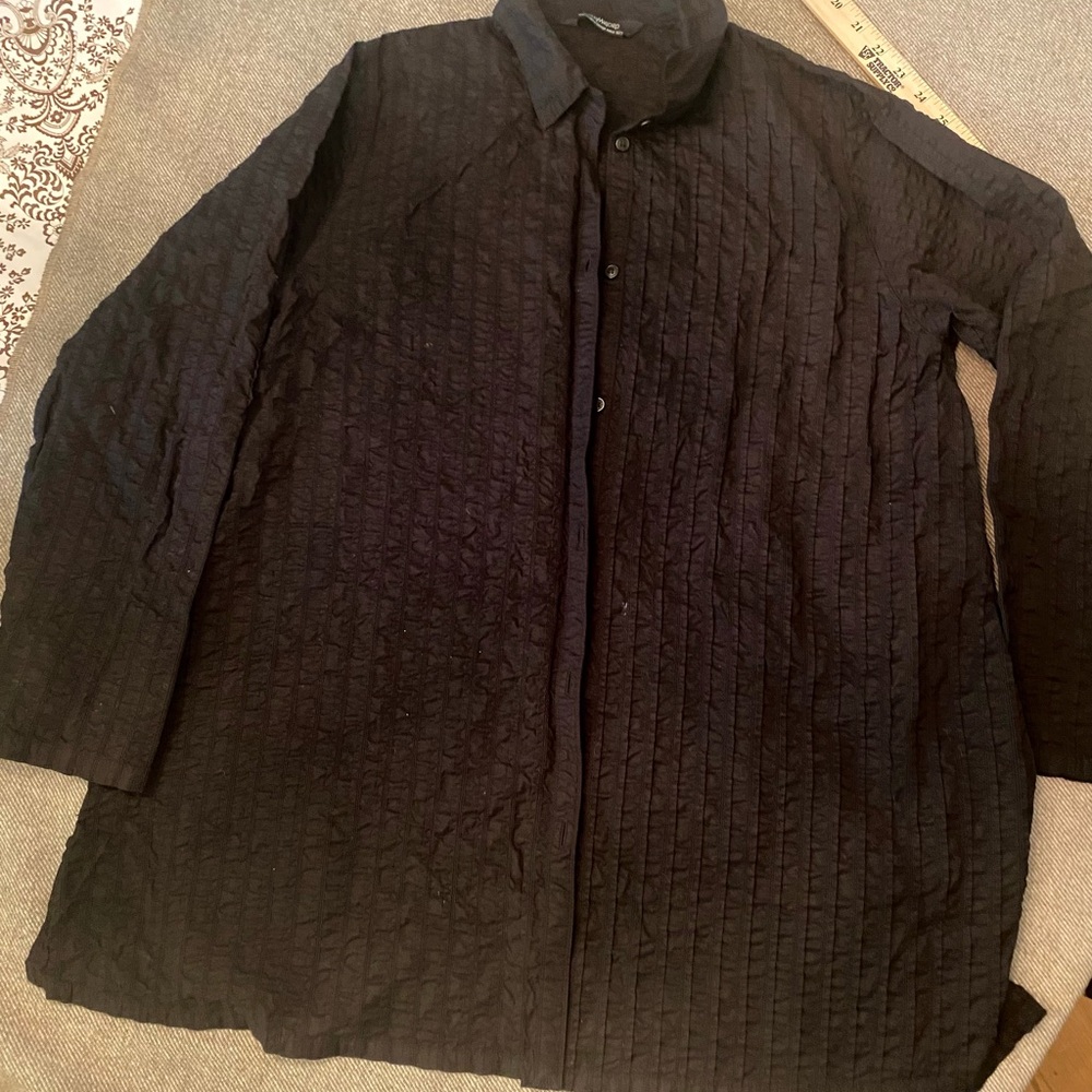 Black Textured Lightweight Shirt Jacket